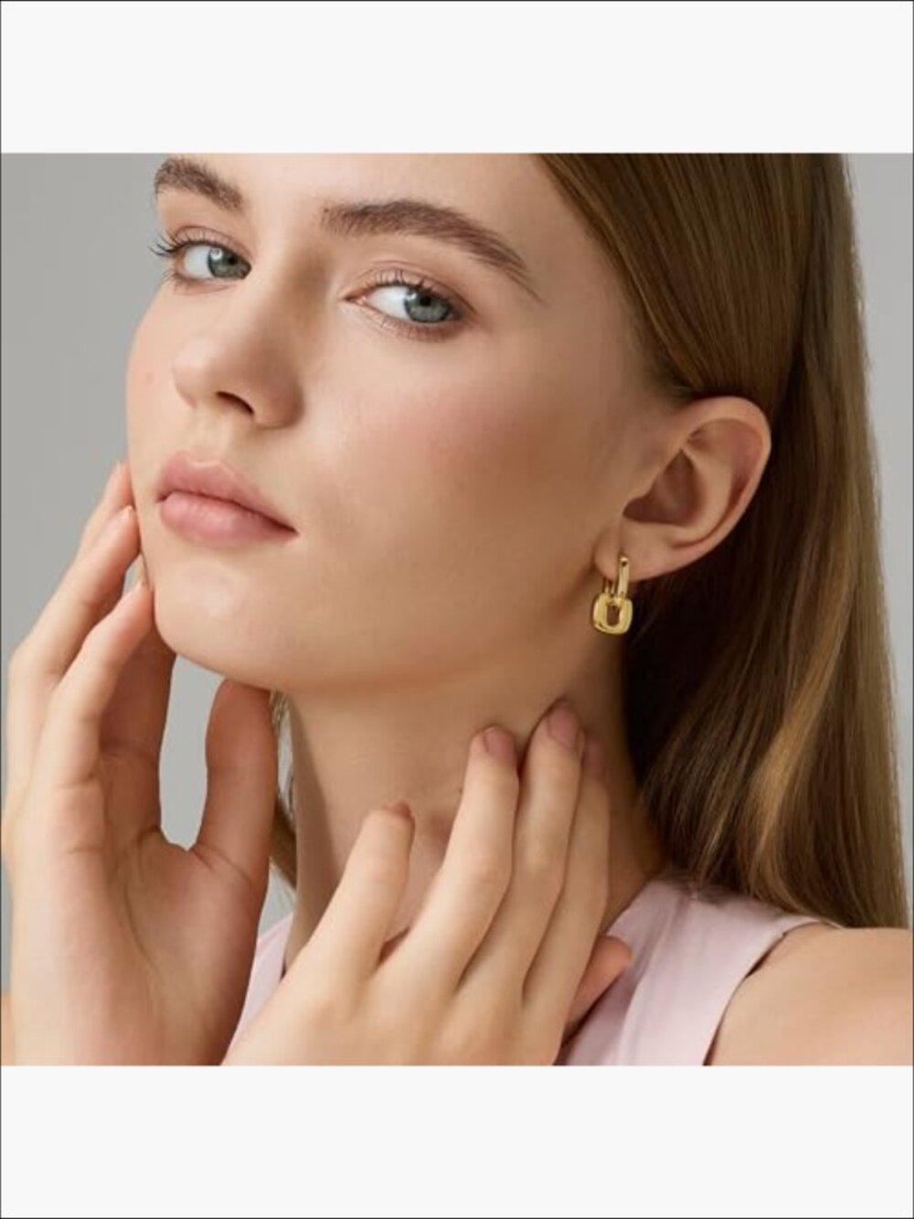 18K Gold Plated Chunky Hoop Earrings for Women Fashion Thick Gold Hoops Set - Picture 3 of 7